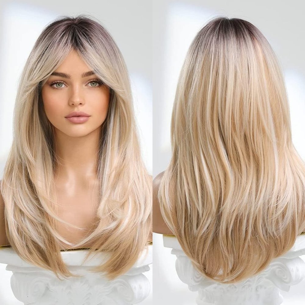 Blonde Wig With Layers,Wig With Bangs